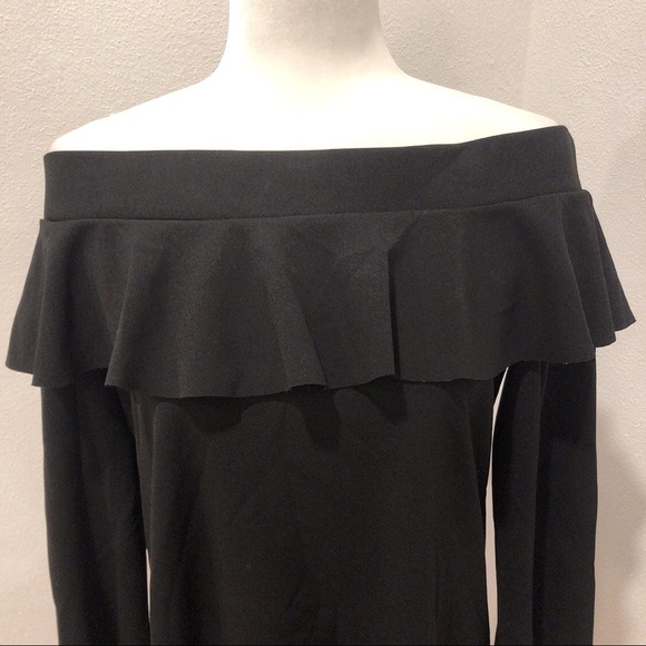 Zara Off the Shoulder Ruffle Black Mini Dress - Picture 9 of 11